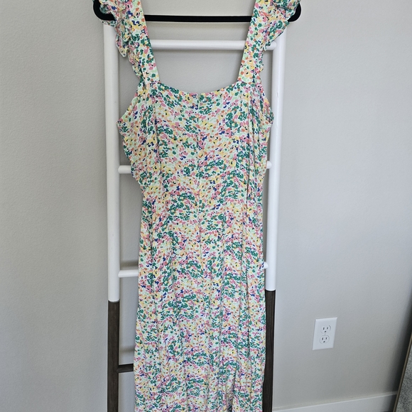 LOFT Multicolor Confetti Midi Dress Size 12 Casual Feminine Boho Spring Summer - Picture 5 of 7